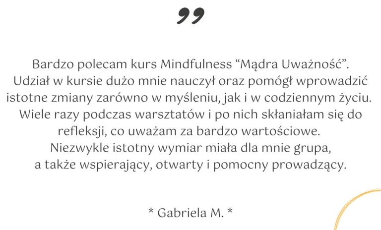 Referencje Kurs Mindfulness