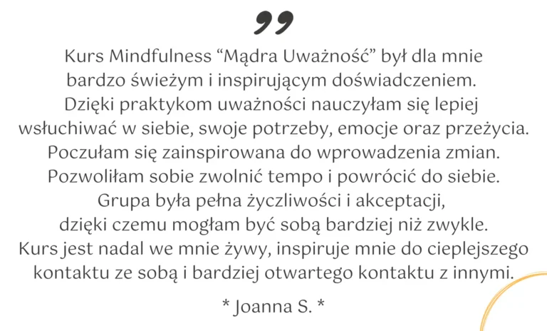 Referencje Kurs Mindfulness