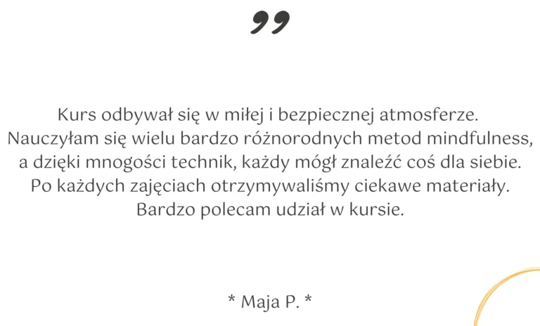 Referencje Kurs Mindfulness