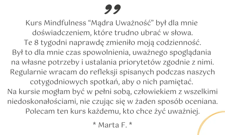 Referencje Kurs Mindfulness